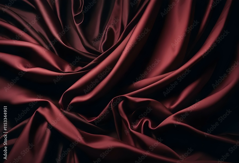 Fototapeta premium Elegant Black and Burgundy Satin Background Luxurious Silky Drapery with Shimmer