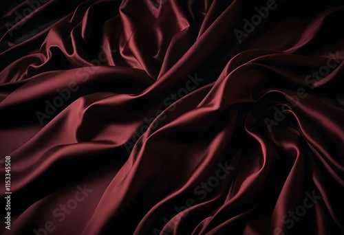 Elegant Black and Burgundy Satin Background Luxurious Silky Drapery with Shimmer photo