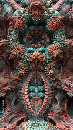 140 Psychedelic alien artifact fractal kaleidoscope symmetrical patterns 3D