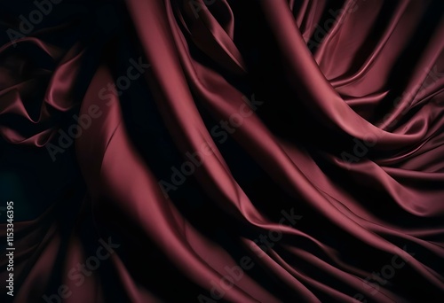 Elegant Black and Burgundy Satin Background Luxurious Silky Drapery with Shimmer photo