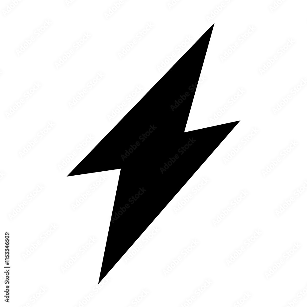 Minimalistic flat icon of a lightning bolt in transparent background Minimalistic flat icon of a lightning bolt in transparent background