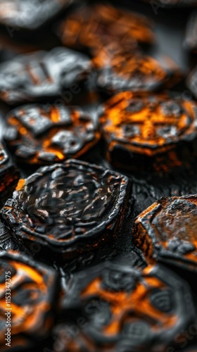A Close-up Shot of a Abstract diversity runes, diverse symbolic alphabets
