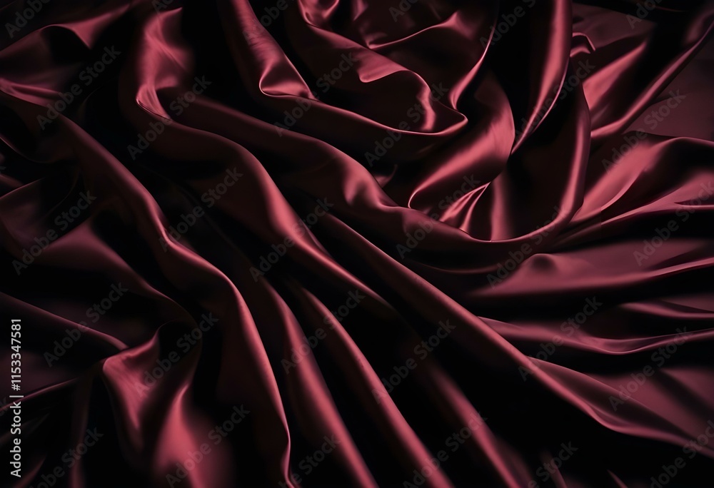 Fototapeta premium Elegant Black and Burgundy Satin Background Luxurious Silky Drapery with Shimmer