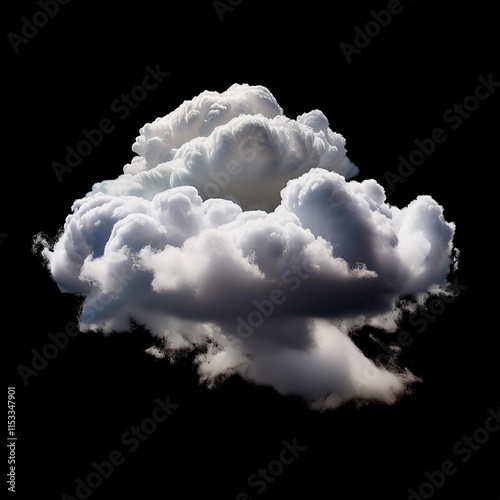 Ethereal Drama White Cloud on Black Background Creating a Unique Worm's Eye View in 3D Stock Photo photo