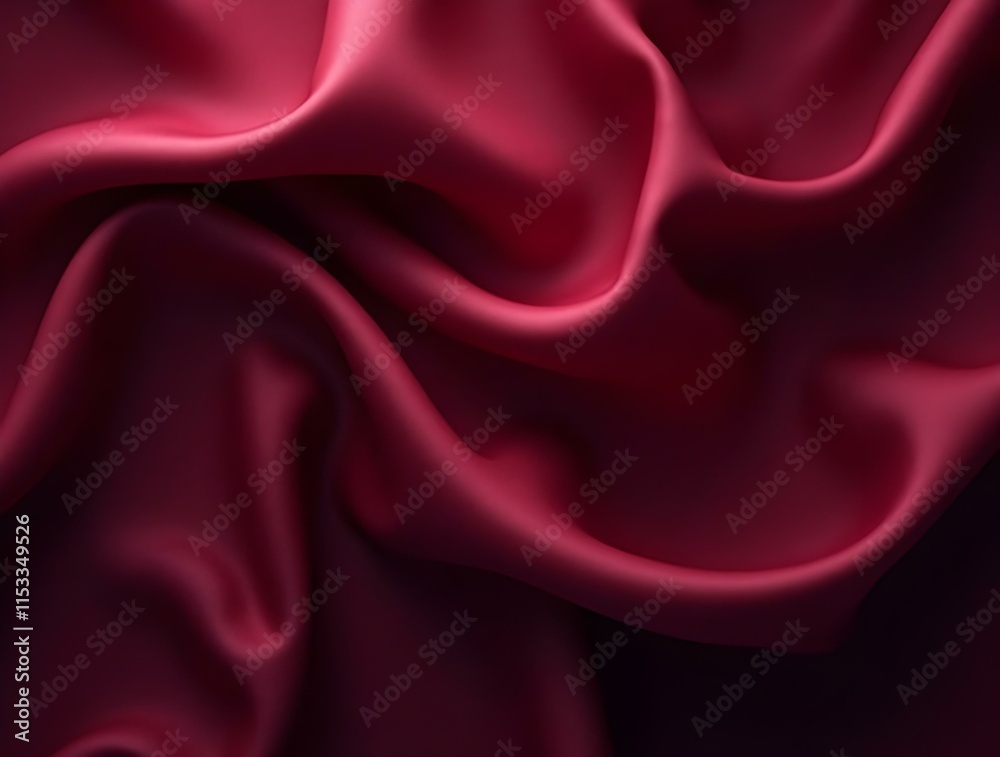 Fototapeta premium Deep red or burgundy silk fabric with flowing folds and highlights creates a rich, luxurious texture