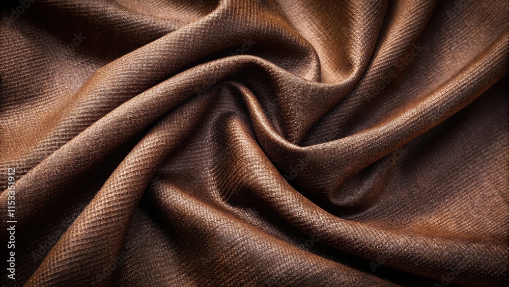 Fototapeta premium Dark brown fabric with subtle sheen texture, soft and smooth material background, tactile feel