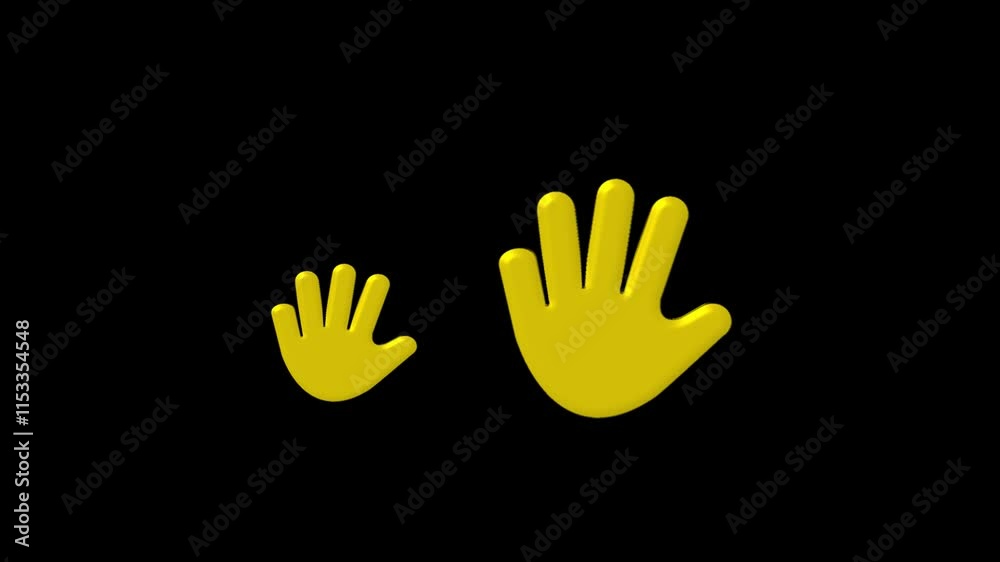 4k waving hand animation on chroma key background. waving hand emoji. Clapping Hand icon Animation. Thumbs Up Emoji.