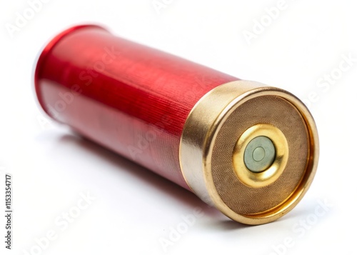 Shotgun Shell Cartridge: High-Resolution Close-Up Image on White Background
