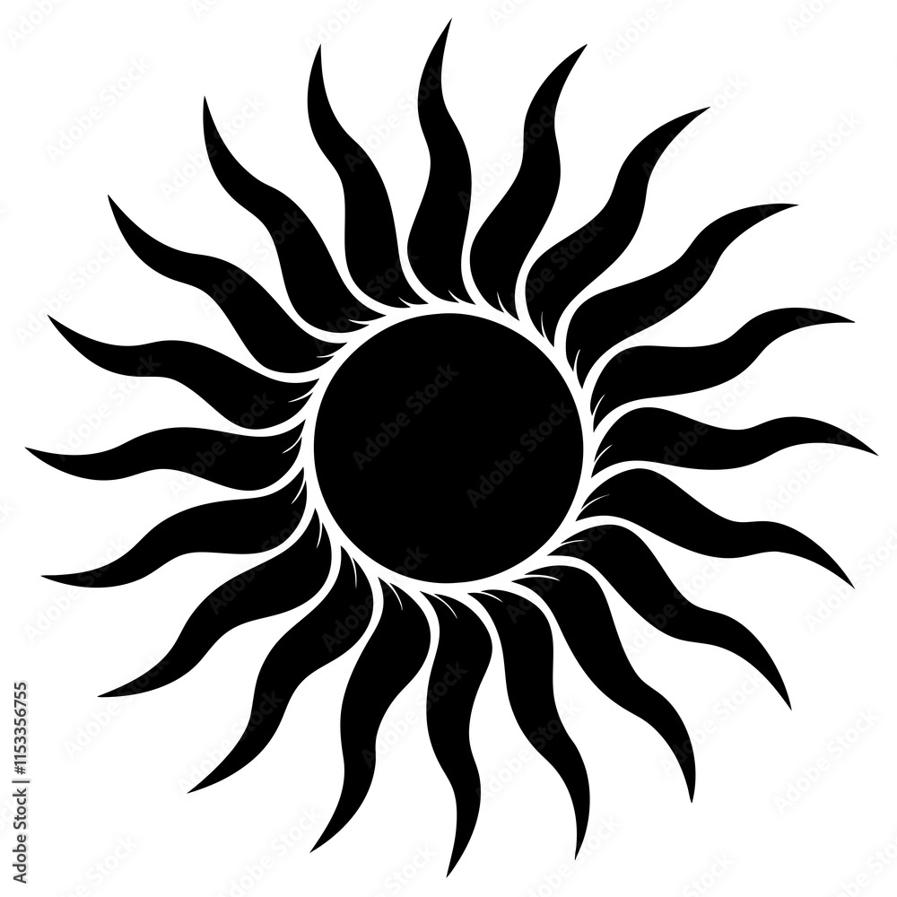 Sun silhouette vector on white background. Sun silhouette vector on white background.