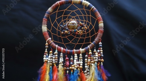 Bohemian dreamcatcher art Sunlight filters through the beads photo