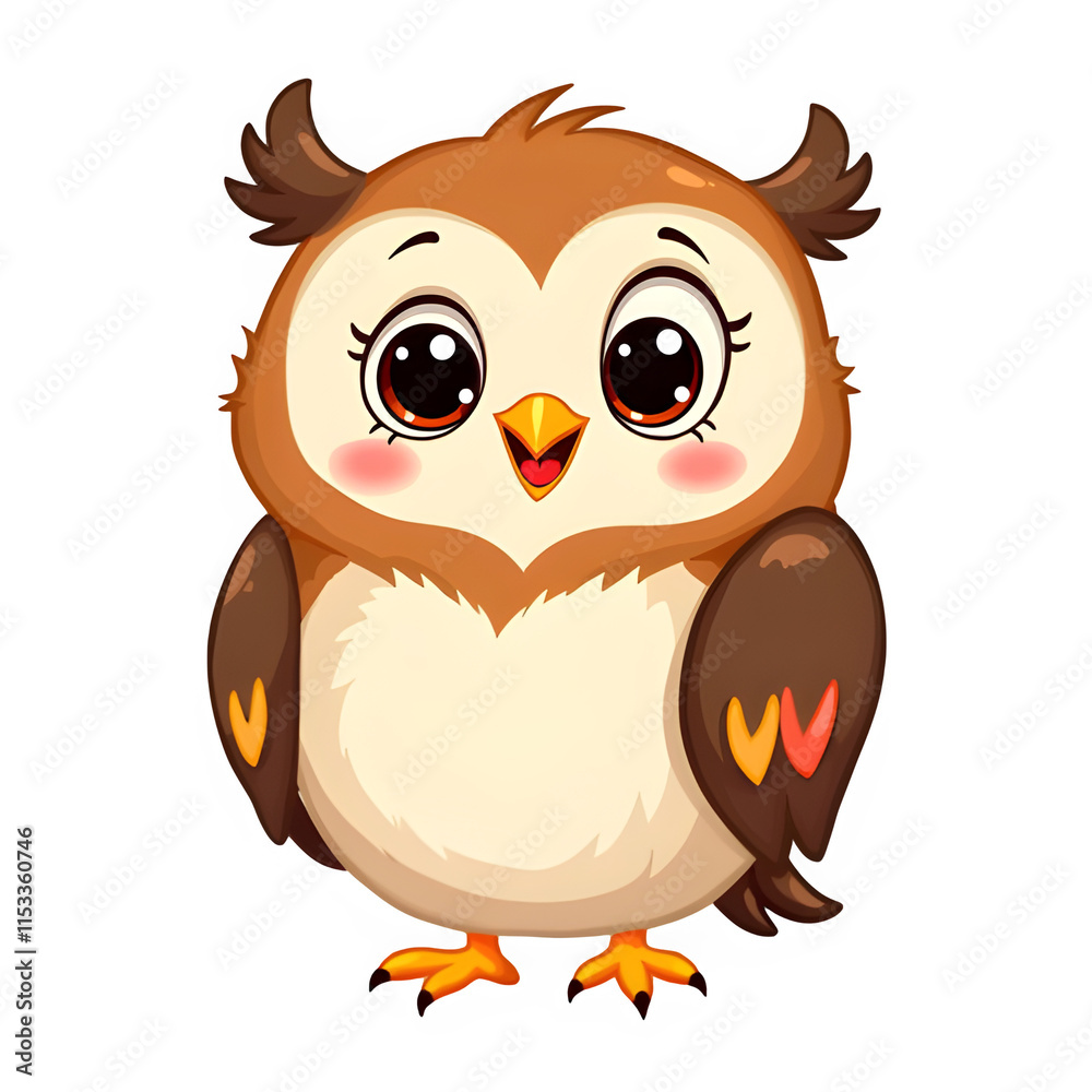 Naklejka premium Curious Owl, happy Owl, excited Owl, Owl on white background