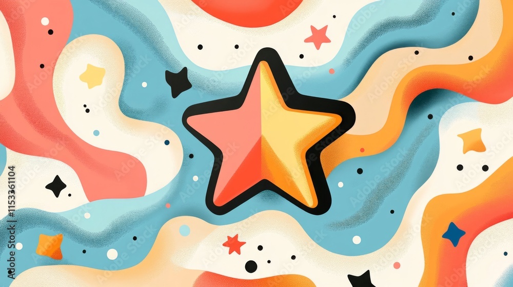 Abstract Star Design With Swirling Pastel Colors Abstract Star Design With Swirling Pastel Colors
