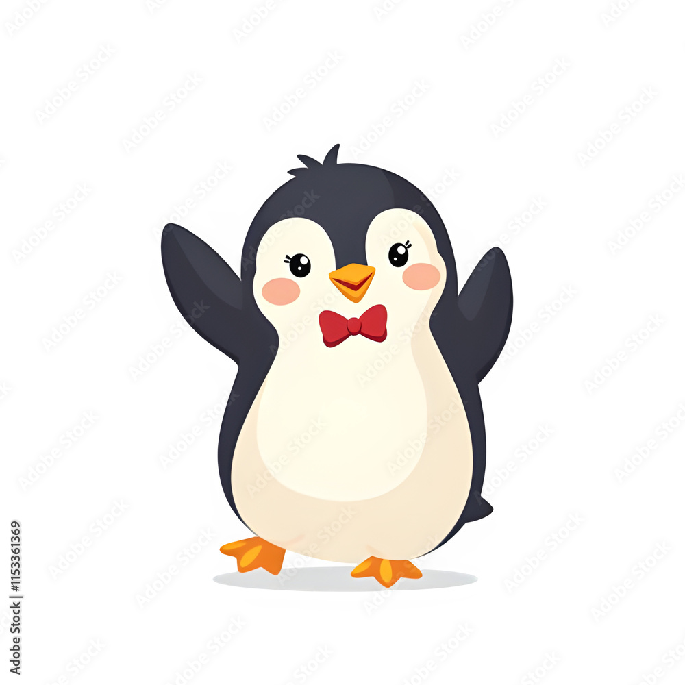 Fototapeta premium Happy Penguin, playful Penguin, Penguin on white background, cute Penguin