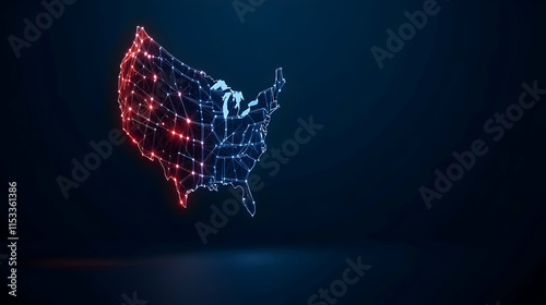 Abstract digital map of America, concept of American global network and connectivity, data transfer and cyber technology, information exchange and telecommunication photo