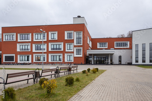 Appearance of the modern school building. Moscow, Russia