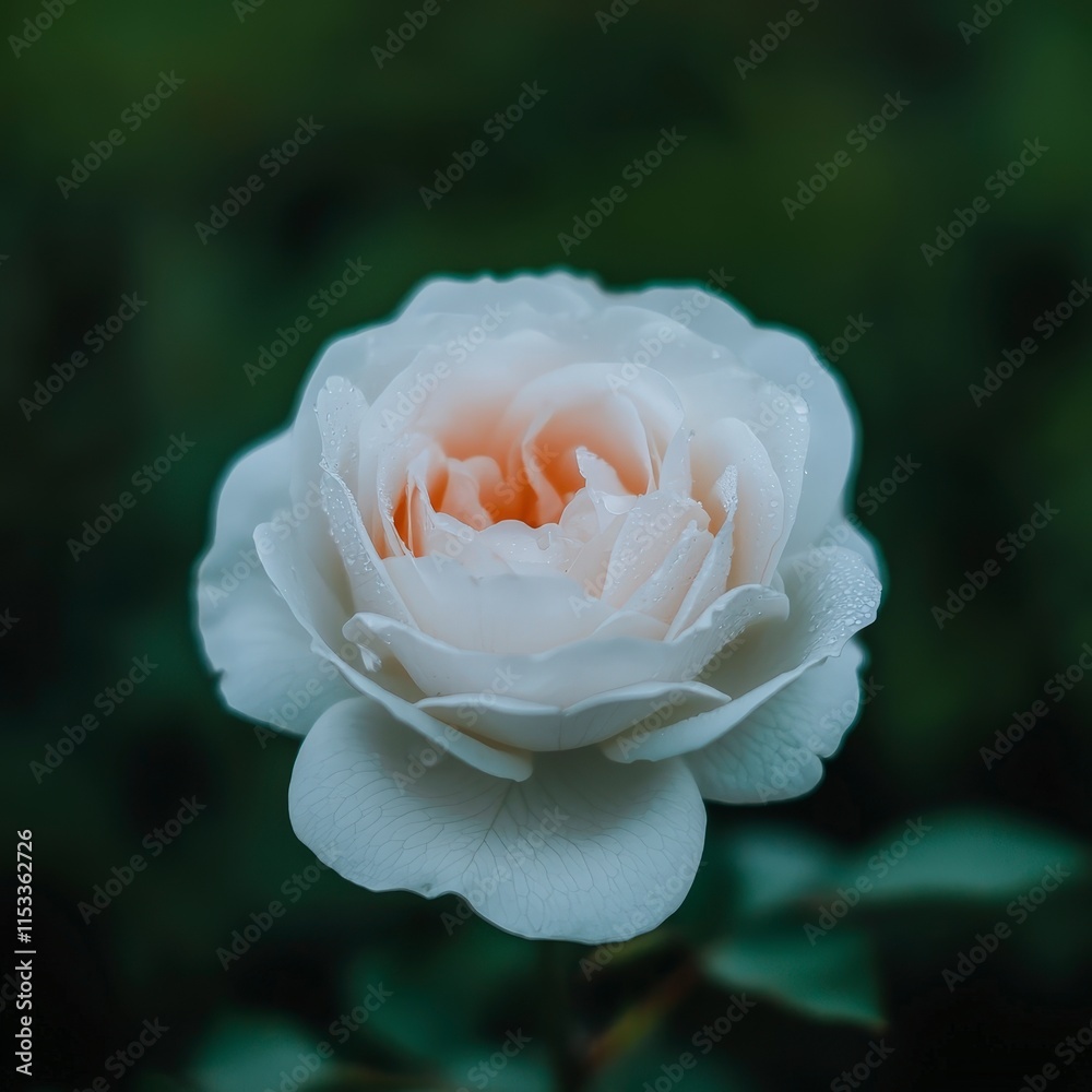 Elegant White Rose Bloom Dew Drops Soft Light Botanical Beauty Garden Flower Elegant White Rose Bloom Dew Drops Soft Light Botanical Beauty Garden Flower