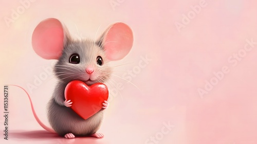 An Adorable Mouse Holding a Bright Red Heart Exudes Warmth and Charm, Perfectly Capturing the Essence of Love and Affection in a Whimsical and Delightful Scene That Melts Hearts.
