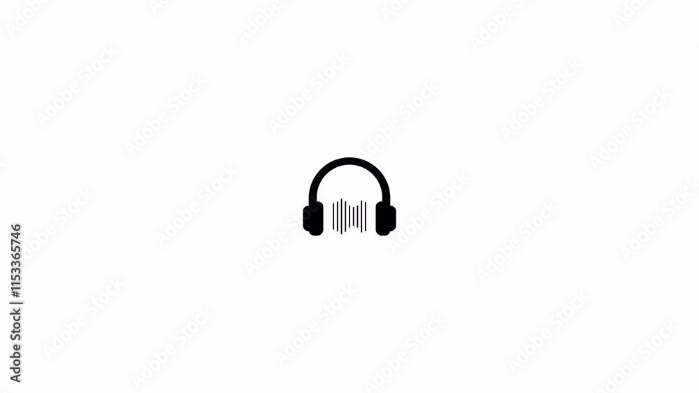 Headphone sound wave animation on background with dynamic audio visual effects. Animated sound wave visuals with headphones on a transparent background for audio effects Headphone sound wave animation on background with dynamic audio visual effects. Animated sound wave visuals with headphones on a transparent background for audio effects