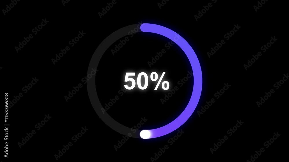 Glowing Circular Progress Bar Reaching 100% Completion
