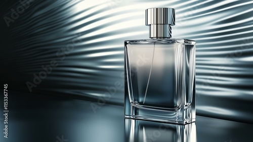 luxury men’s cologne bottle with sleek design, metallic finish, and bold background photo