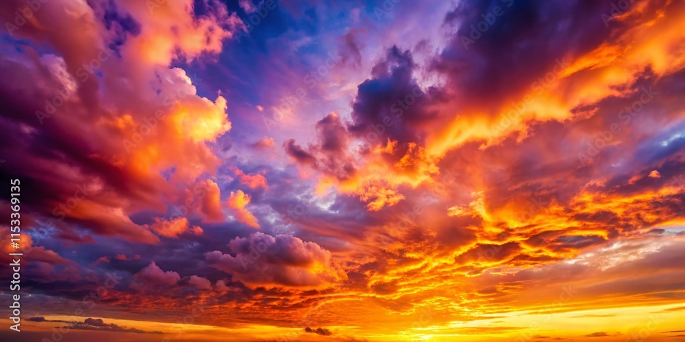 Fototapeta premium Stunning Sunset Sky Background: Vibrant Colors & High Depth of Field