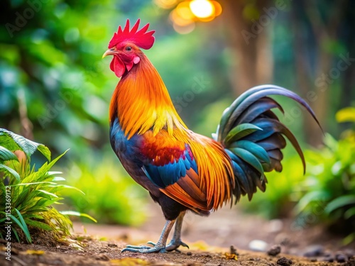 Wallpaper Mural Stunning Thai Chicken - Northern Breed, Rural Farm Scene, Copy Space Torontodigital.ca