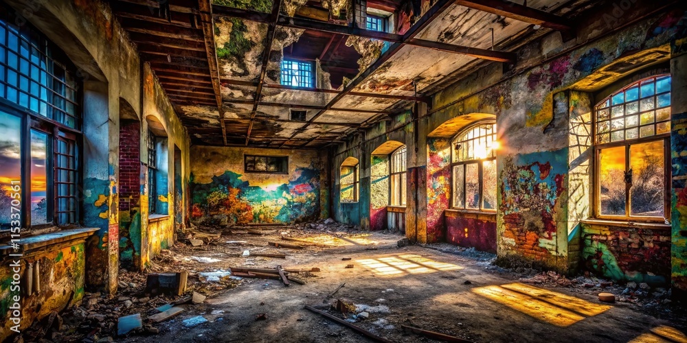 Naklejka premium Abandoned Urban Building Exploration - Decaying Interior Architecture
