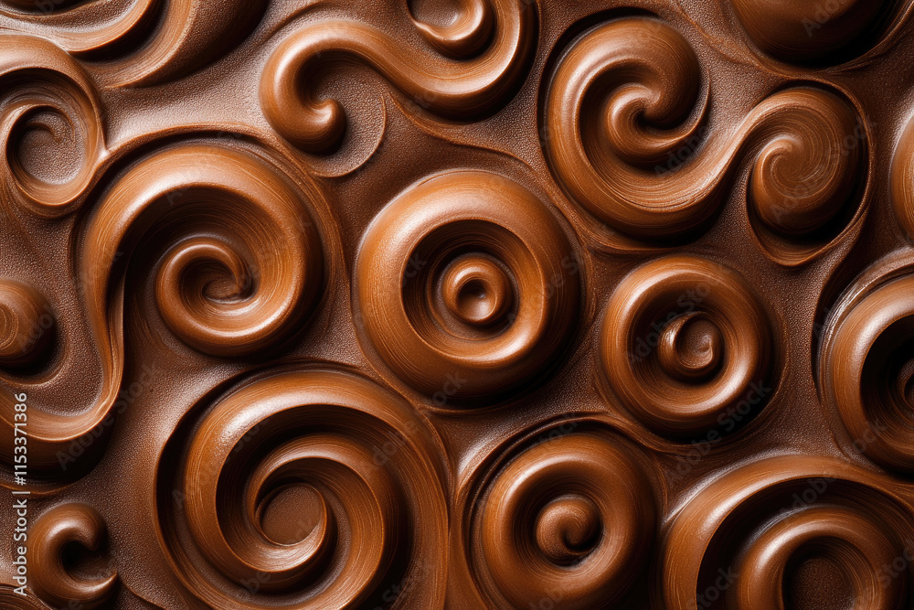 Fototapeta premium This smooth mousse features a rich mocha color highlighted by a delightful swirl pattern, making it perfect for backgrounds and color schemes in modern design.