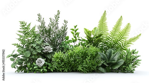 Lush Green Foliage Arrangement Featuring White Roses