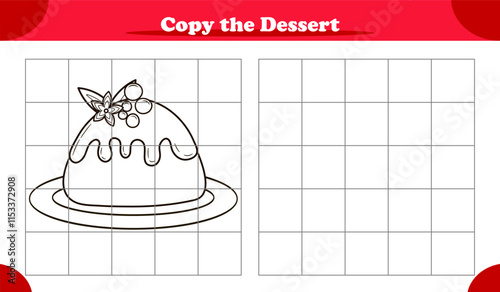 Copy the picture activity game for kids featuring pudding