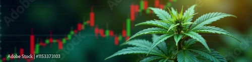 Cannabis plant with stock graph chart superimposed , cannabis, finance