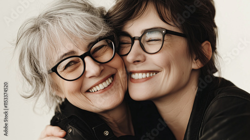 Daughter Embracing Her Smiling Mother with Love photo