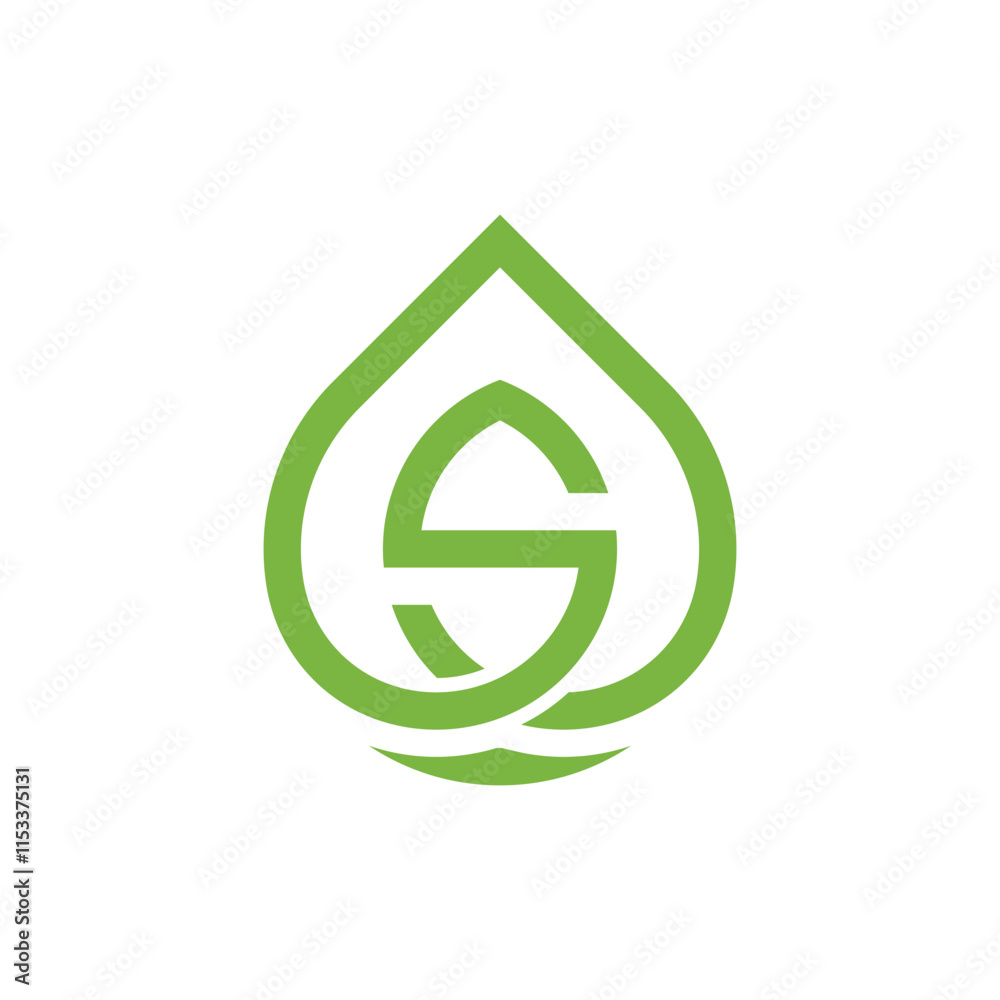 Letter S water drop and leaf nature logo design vector template Letter S water drop and leaf nature logo design vector template