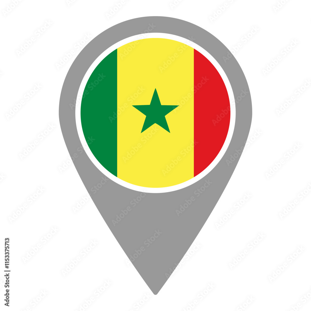 Senegal flag location pin, flag application, Flag on Location Pin, graphic design, map pointer, vector illustration. Senegal flag location pin, flag application, Flag on Location Pin, graphic design, map pointer, vector illustration.