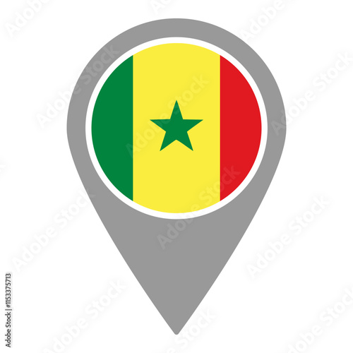 Free Download Senegal flag location pin, flag application, Flag on Location Pin, graphic design, map pointer, vector illustration. - GFXLoad