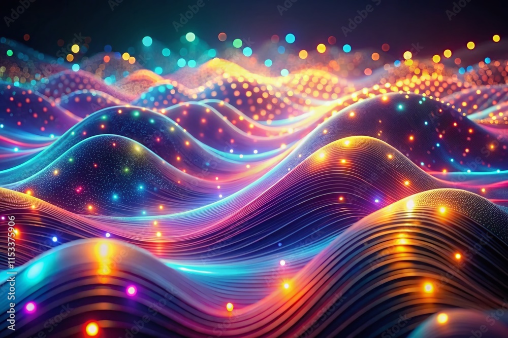 Obraz premium Abstract Glowing Waves: Modern Tech Background with Right-Side Copy Space