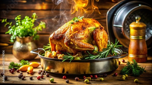 Wallpaper Mural Surreal Air Fryer Roasted Chicken: Golden-Brown Perfection with Kitchen Garnish Torontodigital.ca