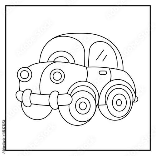 simple line art car illustration for coloring page photo