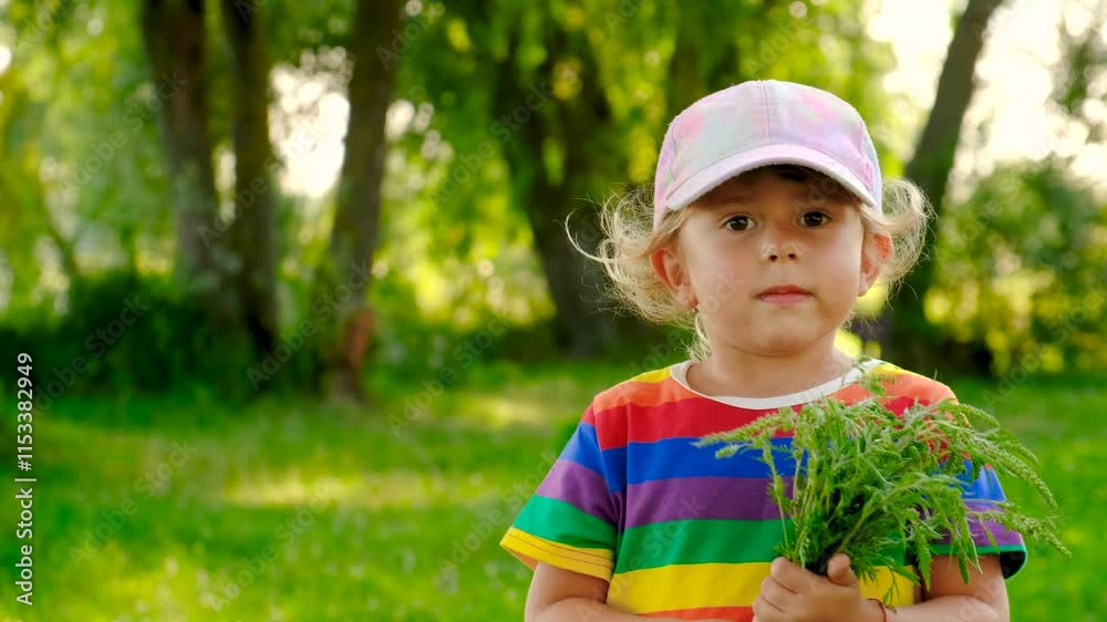 Child in a field of ragweed. Elective focus. Child in a field of ragweed. Elective focus.