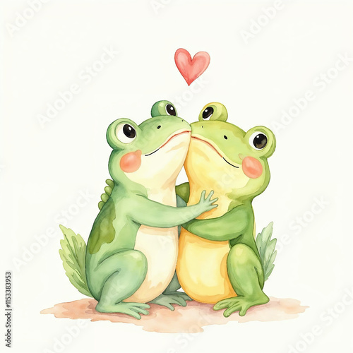 Valentine's Day Card with Two Frogs in Love