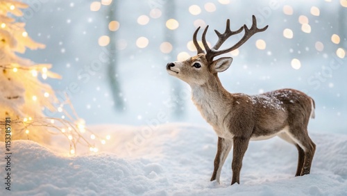 Wallpaper Mural Adorable Reindeer in Snowy Wonderland: Christmas Illustration for Holiday Designs Torontodigital.ca