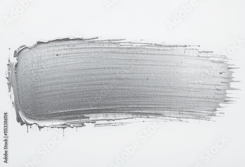 Abstract silver paint stroke on clean white background.