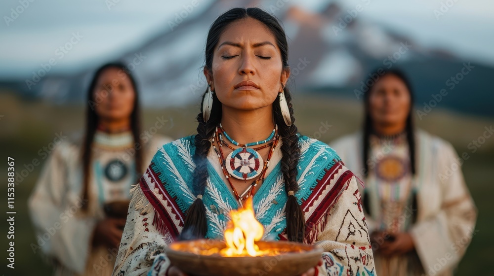 Fototapeta premium Cultural rituals celebrating heritage mountain landscape photography natural environment close-up view spiritual connection