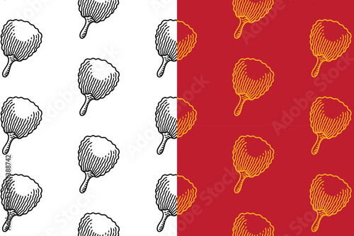 chinese fans engraving seamless pattern background set for packaging. retro traditional hand held fans background. doodle paper fans wallpaper. pattern background with hand held chinese fans festival.