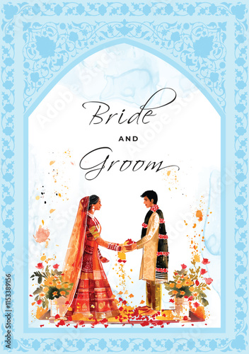 wedding invitation card template with romantic floral water-colour, Abstract art background vector design for wedding and vip cover template