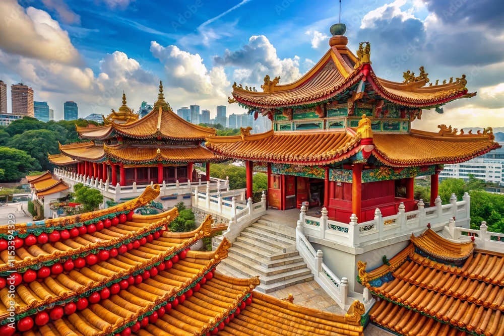 Naklejka premium Thean Hou Temple Kuala Lumpur: A Documentary Photography Perspective of Malaysian Religious Architecture