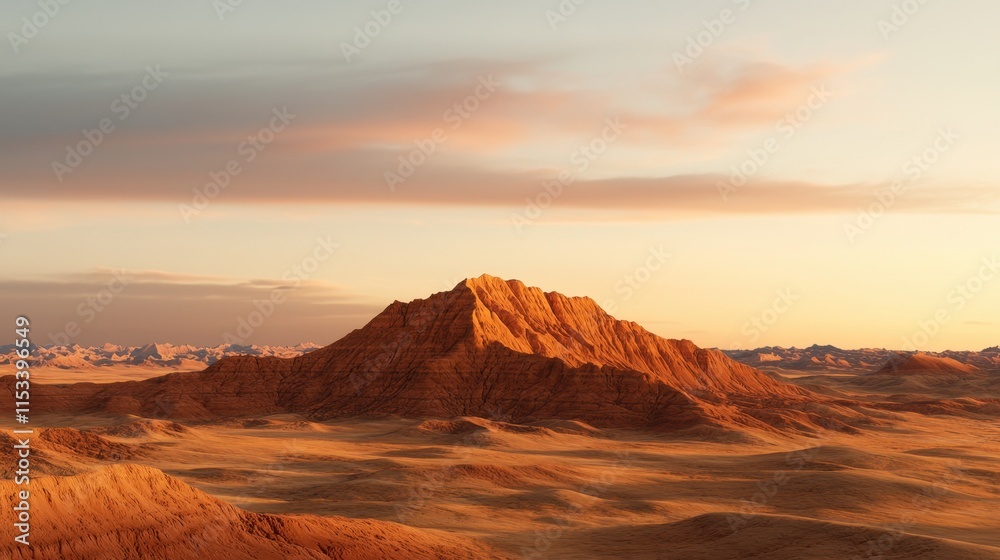 Naklejka premium Exploring majestic desert landscapes at sunset dramatic mountain views nature photography tranquil environment