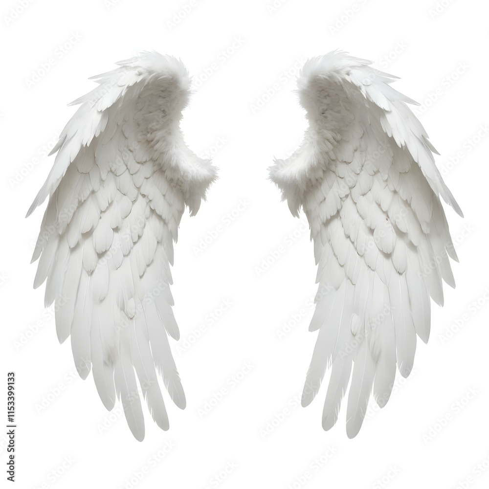A pair of large, fluffy white angel wings A pair of large, fluffy white angel wings