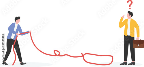 Casting a net, laying a trap or snare, fraud or bait, a cunning businessman throwing a rope trap outward
