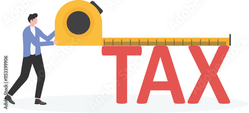 Taxation starting point, personal income tax, tax measurement, businessman with a tape measure for taxation
